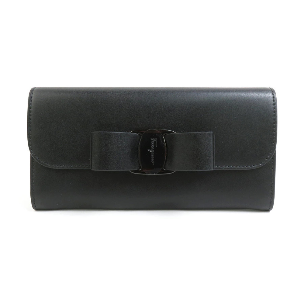 Salvatore Ferragamo long wallet Vara rion leather black